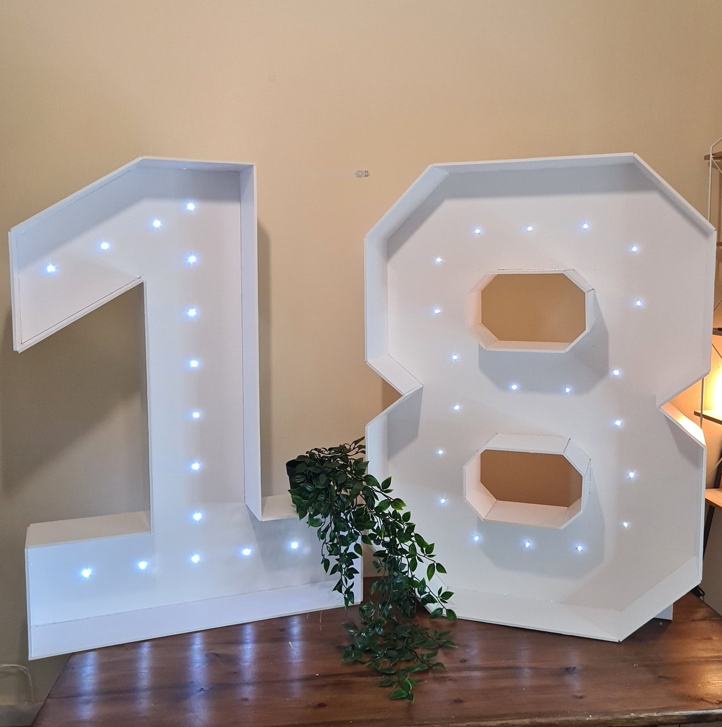 FoamBoard 86cm Numbers/Letters White with LED Lights, Light up numbers/letters, Giant light up numbers, partysign