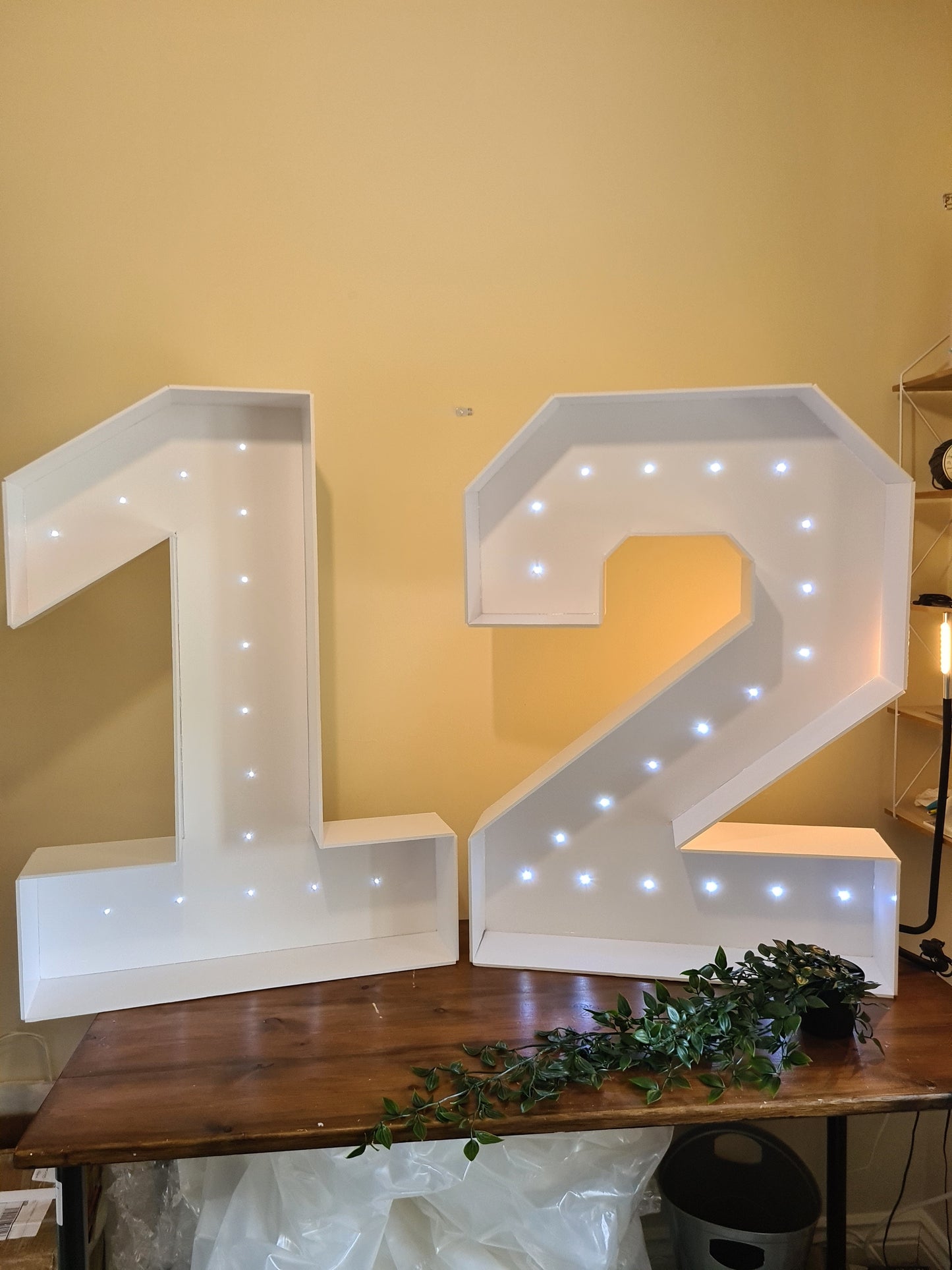FoamBoard 86cm Numbers/Letters White with LED Lights, Light up numbers/letters, Giant light up numbers, partysign