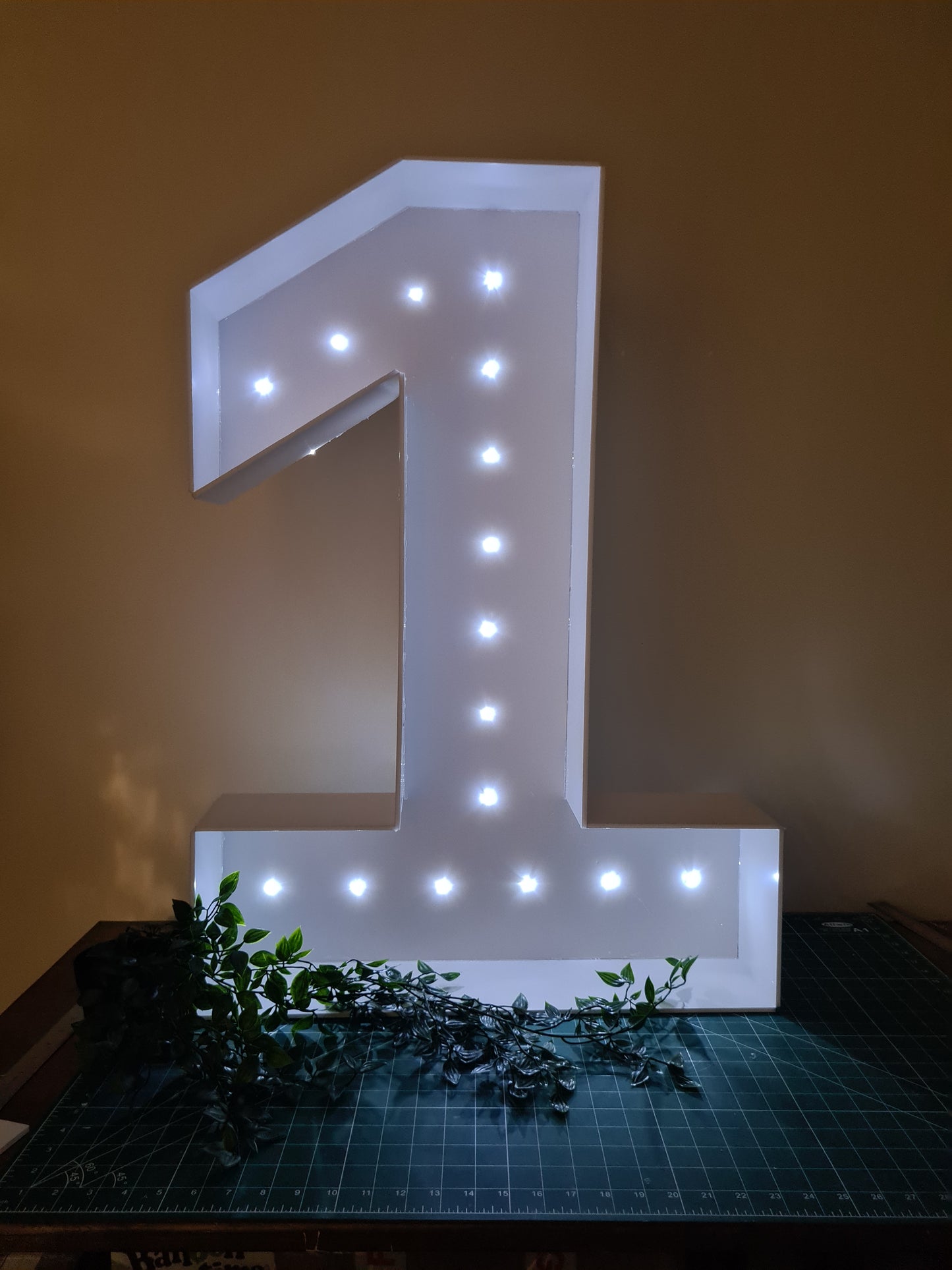 FoamBoard 86cm Numbers/Letters White with LED Lights, Light up numbers/letters, Giant light up numbers, partysign