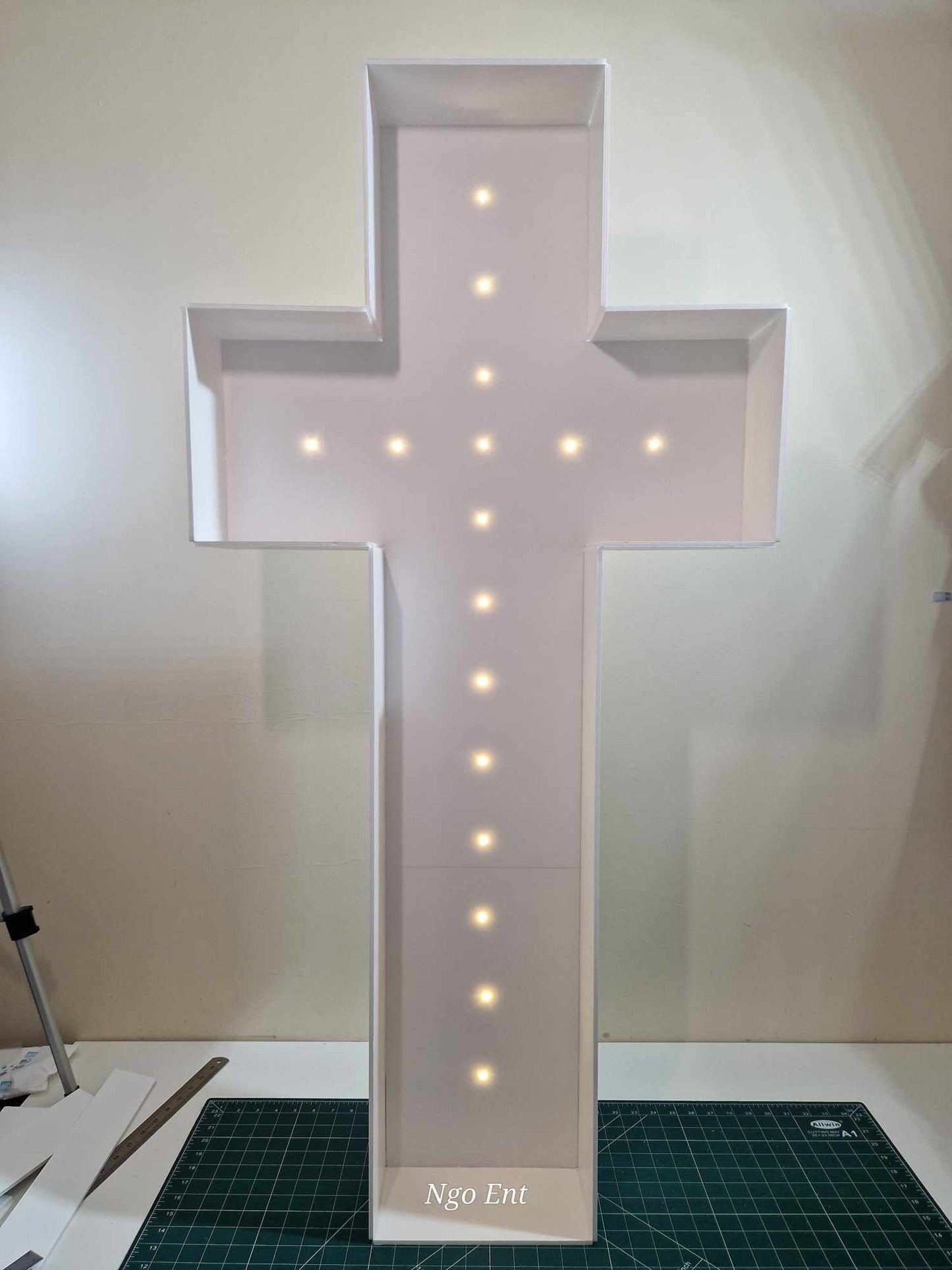 4ft Cross Foamboard Led lights battery operated Custom order