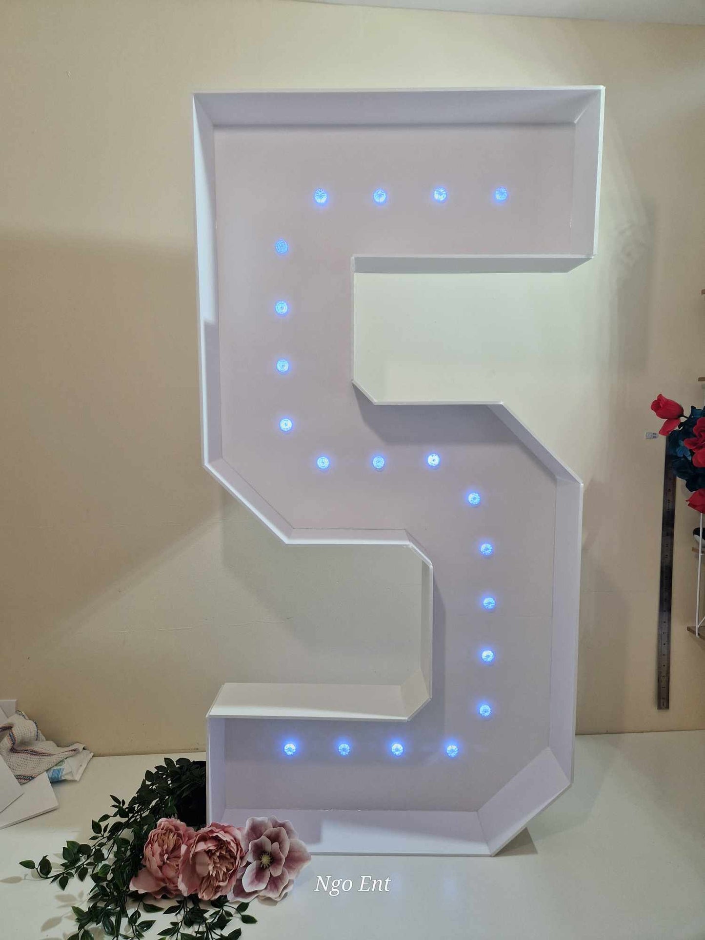 4ft Foamboard LED Gem Lights Numbers/Letters White, Light up numbers/letters, Giant light up numbers, party sign,