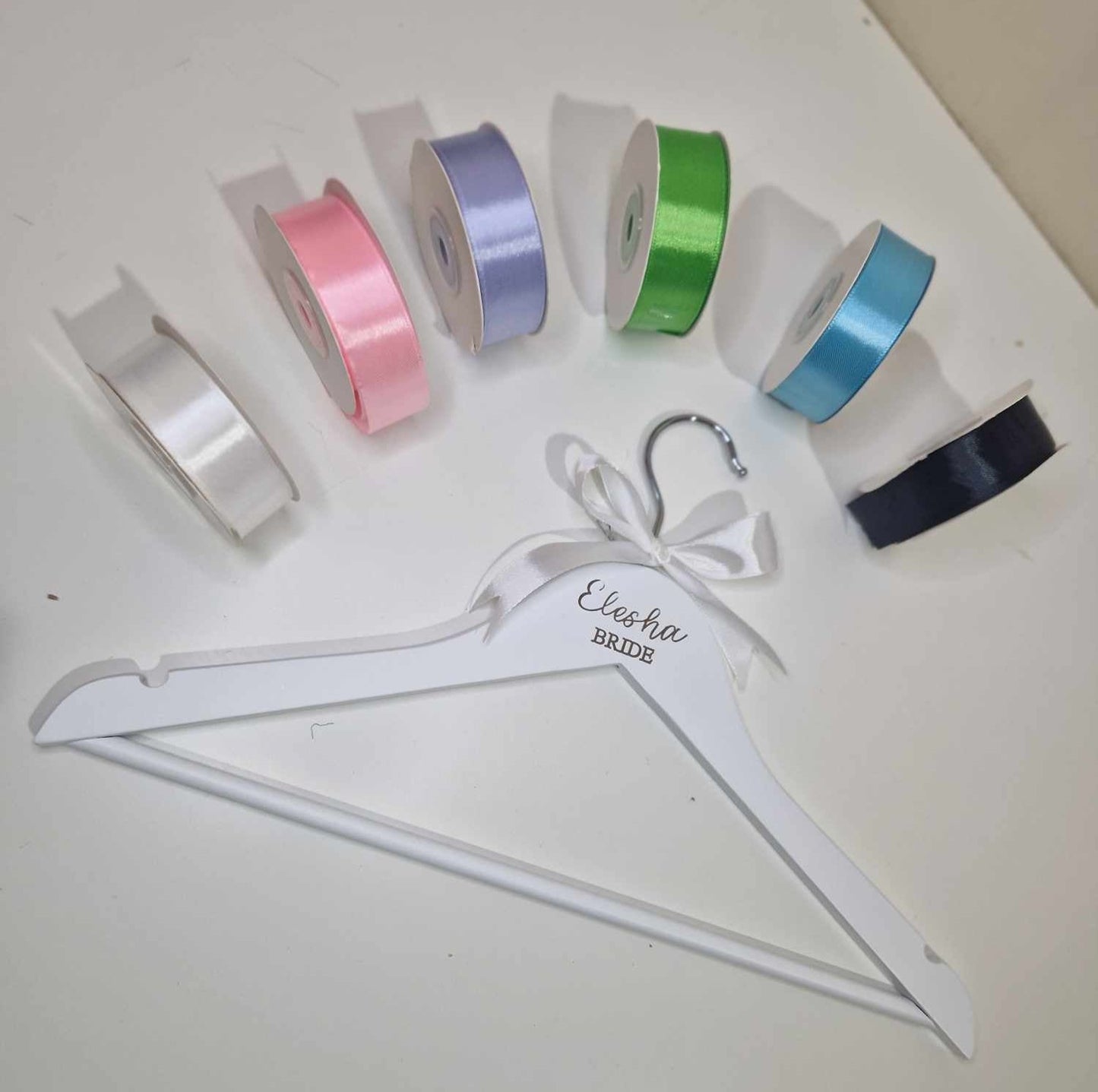 Elegant Personalized Bridal Hangers for Your Special Day Satin Ribbons