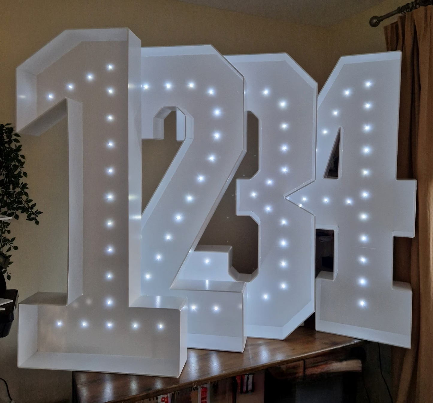 4ft Foamboards Plug Ins Numbers/Letters White with LED Lights, Light up numbers/letters, Giant light up numbers, party sign.