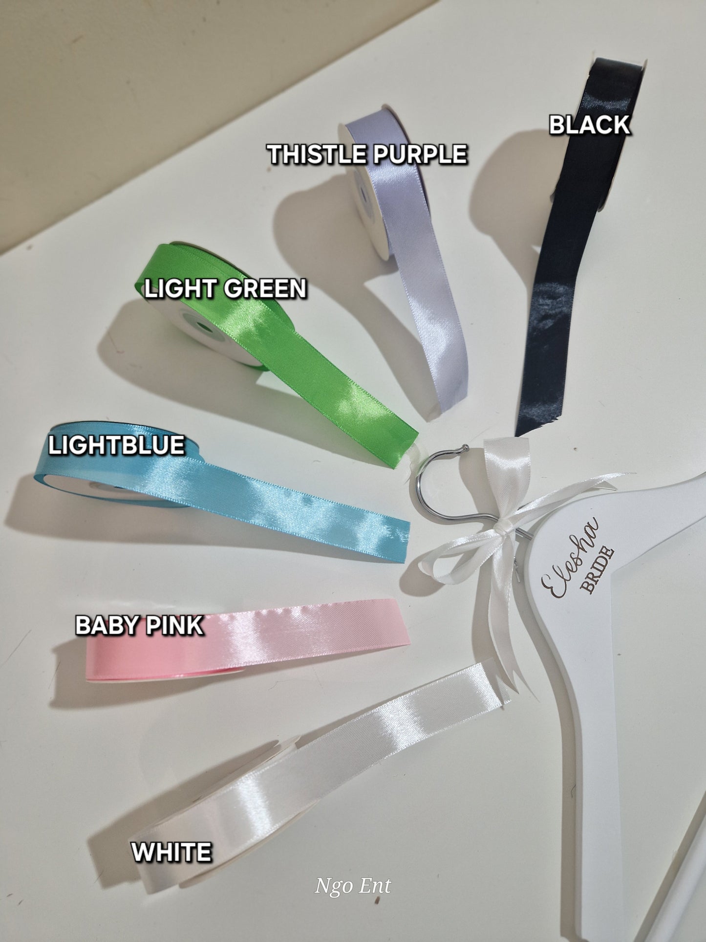 Elegant Personalized Bridal Hangers for Your Special Day Satin Ribbons