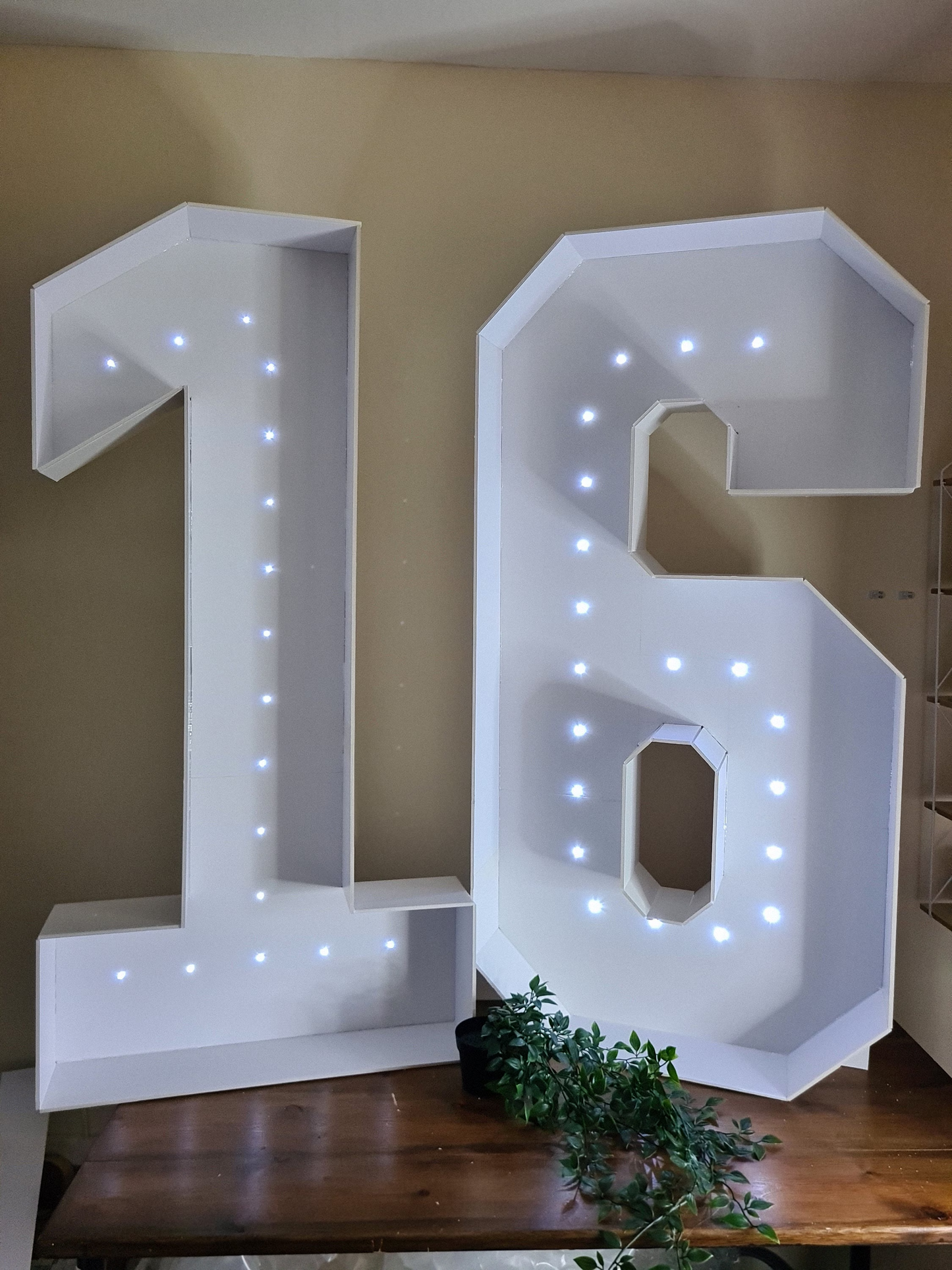 4ft Foamboards Plug Ins Numbers/Letters White with LED Lights, Light up numbers/letters, Giant light up numbers, party sign.