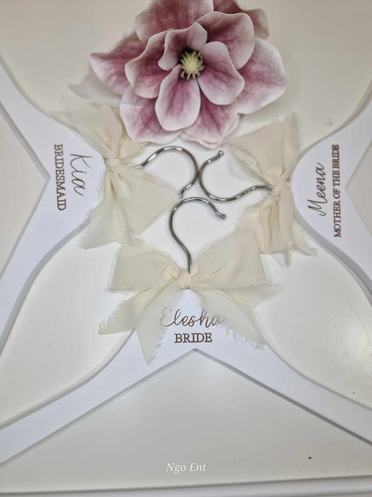 Elegant Personalized Bridal Hangers for Your Special Day Chiffon Ribbons